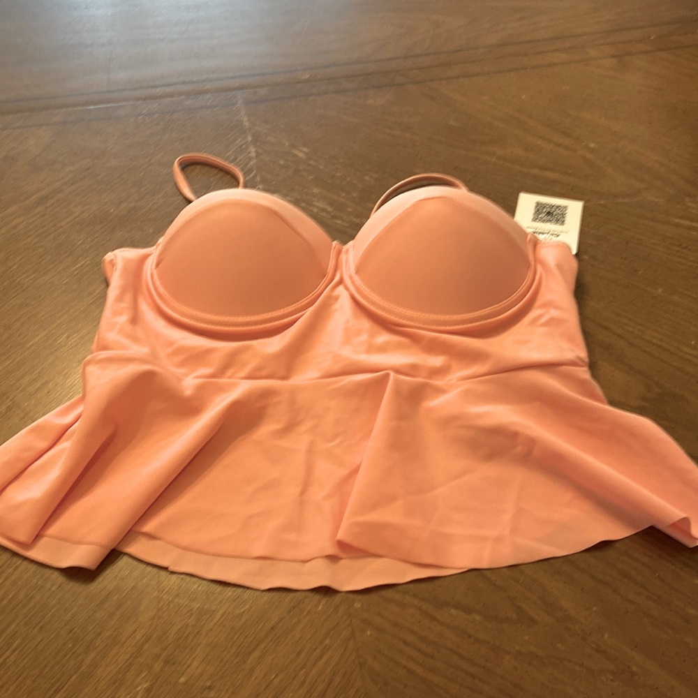 NWT CUPSHE Swimsuit Peplum Tankini Top size small coral